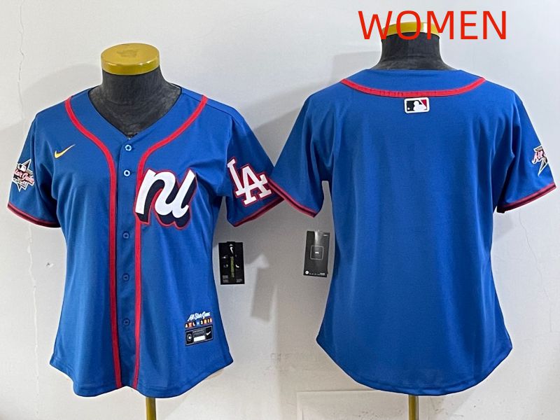 Women 2025 Los Angeles Dodgers Blank Blue All star Nike MLB Jersey style 01